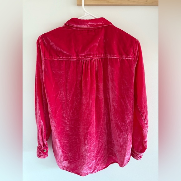 Pilcro by Anthropologie Mara Velvet Shirt – Hot Pink - Size 2 - Picture 3 of 7